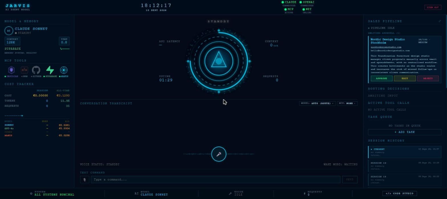 Jarvis AI agent dashboard